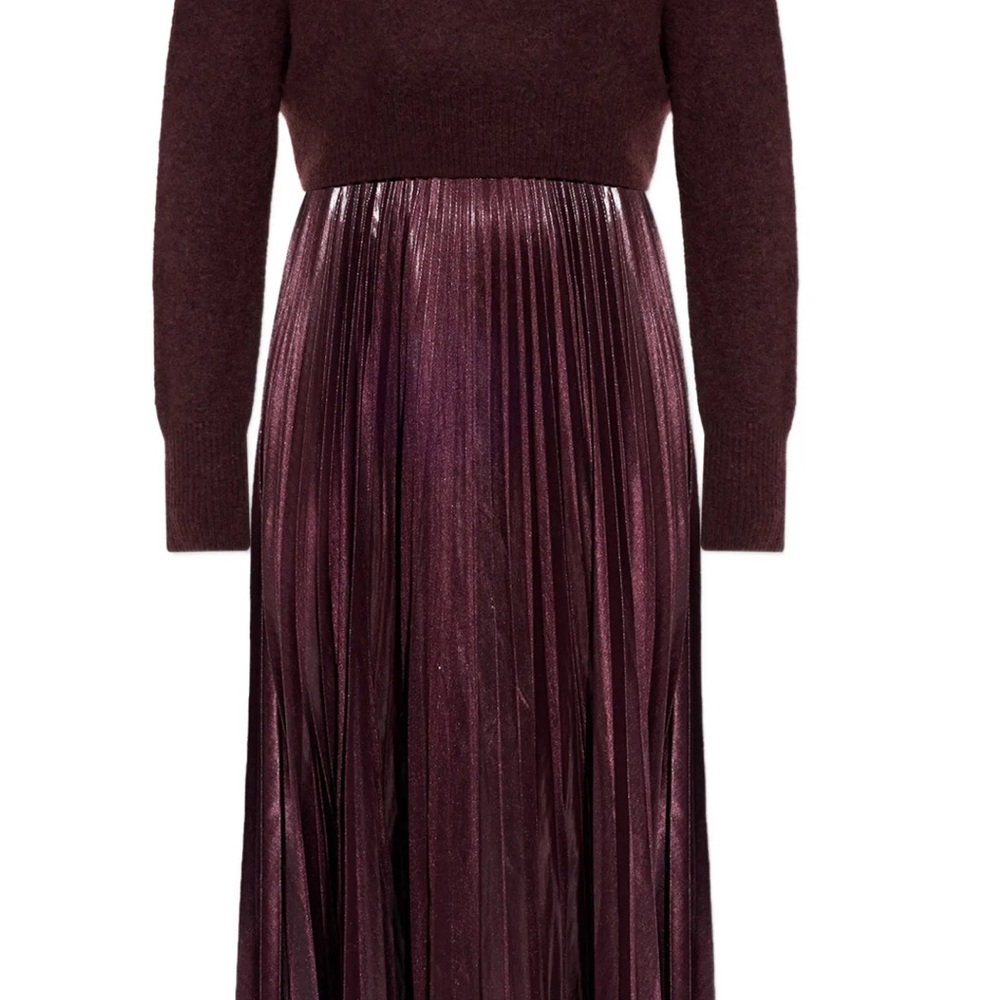All Saints Deep Burgundy Long Sleeve Dress